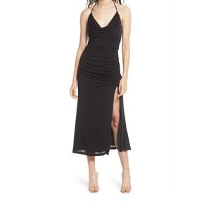 MISHA Collection Levon Halter Midi Dress Black Size 12 NWT